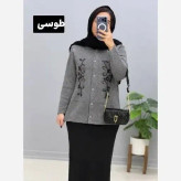 ژاکت بافت ملیله دوزی زنانه یقه مردانه مهرانا فری سایز