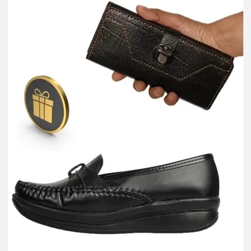 ست کفش طبی زنانه و کیف پول چرمی سه لت