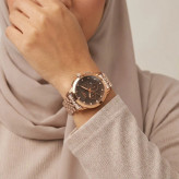 ساعت مچی زنانه سیکو بند استیل رزگلد صفحه مشکی تقویم دار موتور ژاپن