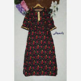 پیراهن ساحلی گلدار یقه طلا کوب سوپر نخ اعلا فری سایز