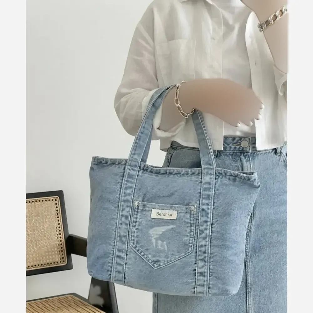 کیف جین زنانه لی خارجی ابعاد 30 در 38 سانت رنگ ثابت